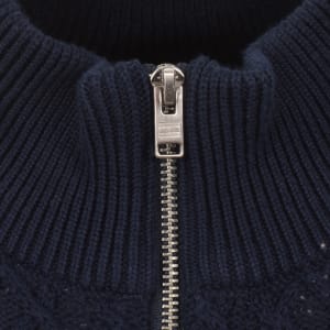 Image number 4 for Tommy Jeans Quarter Zip Cable Knit Jumper Navy