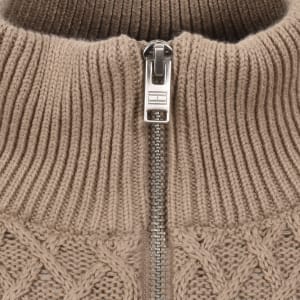 Image number 4 for Tommy Jeans Quarter Zip Cable Knit Jumper Beige