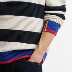 Image number 5 for Barbour X Paul Smith Southwold Knit Jumper Blue