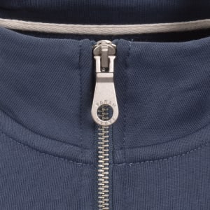 Image number 4 for Farah Jim Quarter Zip Sweatshirt Blue