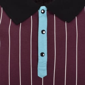 Image number 4 for Fila Vintage Classic Stripe Polo T Shirt Burgundy