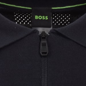 Image number 4 for BOSS Ever X Knit Polo Jumper Navy