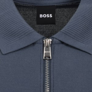 Image number 4 for BOSS Zip Placket Polo T Shirt Blue