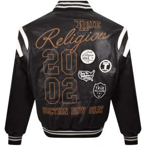 Image number 6 for True Religion Retro Varsity Jacket Jet Black