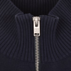 Image number 4 for Tommy Jeans Quarter Zip Knit Jumper Navy