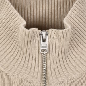 Image number 4 for Tommy Jeans Quarter Zip Knit Jumper Beige