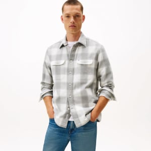 Image number 4 for Tommy Hilfiger Flannel Check Overshirt Grey