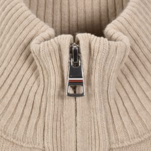 Image number 4 for Tommy Hilfiger Lambswool Zip Jumper Beige