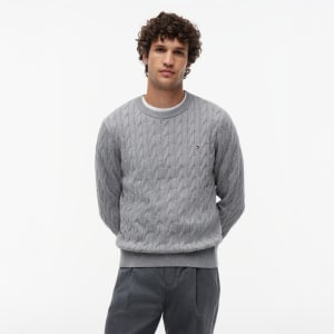 Image number 4 for Tommy Hilfiger Cable Knit Jumper Grey