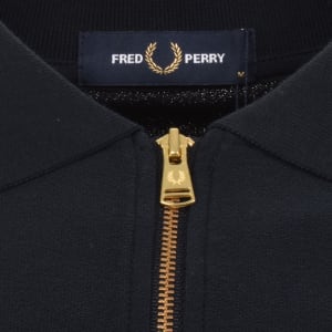 Image number 4 for Fred Perry Zip Neck Crepe Polo T Shirt Navy