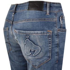 Image number 4 for Money Ape Embossed Mid Wash Jeans Blue