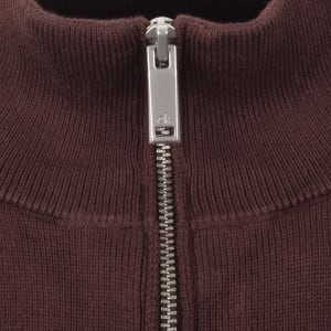 Image number 4 for Calvin Klein Quarter Zip Jumper Brown