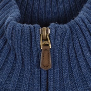 Image number 4 for Ralph Lauren Half Zip Cable Knit Jumper Blue