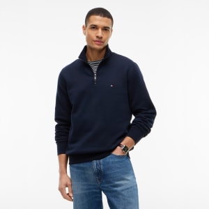 Image number 4 for Tommy Hilfiger Quarter Zip Fleece Sweatshirt Navy