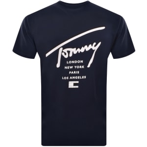 Image number 5 for Tommy Jeans Sign City T Shirt Navy