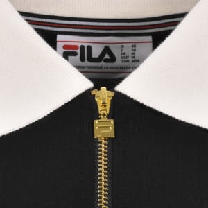 Image number 4 for Fila Flat Lock Detail Zip Polo T Shirt Black