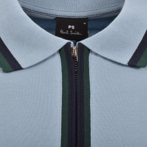 Image number 4 for Paul Smith Regular Fit Zip Polo Light Blue
