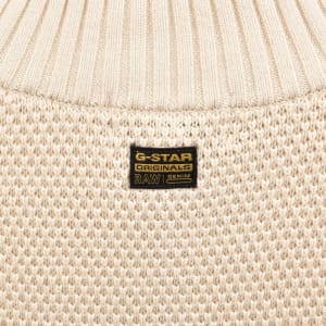 Image number 4 for G-Star Quarter Zip Knit Jumper Cream