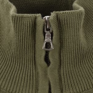 Image number 4 for Lacoste Quarter Zip Logo Knit Jumper Khaki