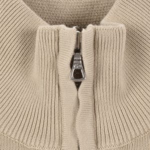 Image number 4 for Lacoste Quarter Zip Logo Knit Jumper Beige