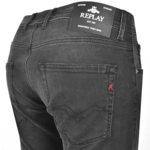 Image number 4 for Replay Grover Straight Fit Jeans Black