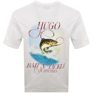 Image number 5 for HUGO Blue Marine Artwork T Shirt White