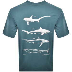 Image number 5 for HUGO Blue Marine Artwork T Shirt Blue