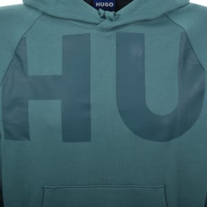 Image number 4 for HUGO Blue Logo Hoodie Turquoise Blue