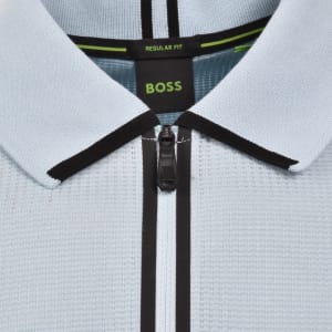 Image number 4 for BOSS Terrace Quarter Zip Polo T Shirt Blue