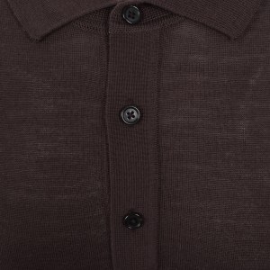 Image number 4 for BOSS Extrafine Merino Wool Knit Polo Brown