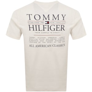 Image number 5 for Tommy Hilfiger Regular Fit Text T Shirt Cream