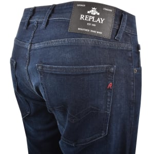Image number 4 for Replay Grover Straight Fit Jeans Dark Wash Blue