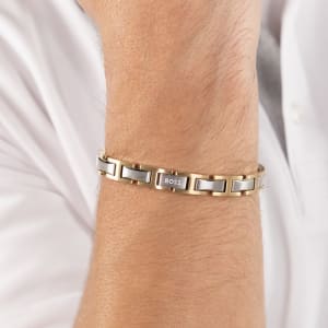 Image number 4 for BOSS Nolan Two Tone Linked Chain Bracelet Gold