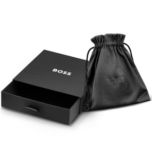 Image number 5 for BOSS Devon Leather Dog Tag Necklace Silver