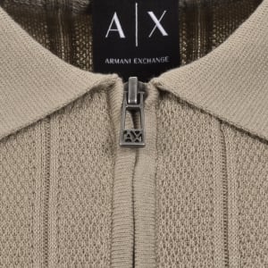 Image number 4 for Armani Exchange Knit Polo Jumper Beige