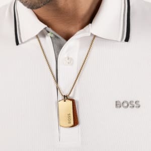 Image number 4 for BOSS Leather Dog Tag Necklace Gold
