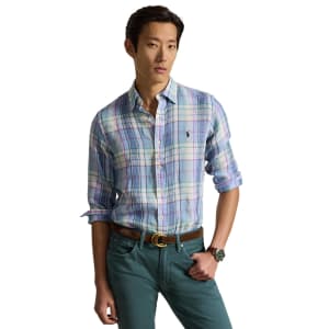 Image number 5 for Ralph Lauren Linen Long Sleeve Shirt Blue