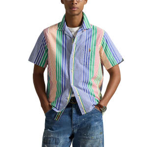 Image number 5 for Ralph Lauren Wrinkled Stripe Shirt Blue