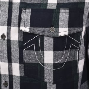 Image number 4 for True Religion Plaid Long Sleeve Shirt Navy