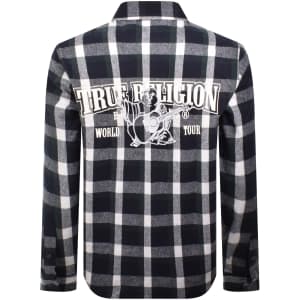 Image number 5 for True Religion Plaid Long Sleeve Shirt Navy