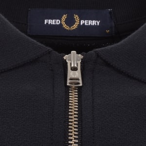 Image number 4 for Fred Perry Zip Neck Crepe Polo Navy