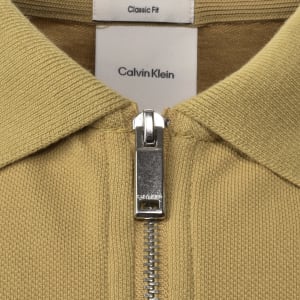 Image number 4 for Calvin Klein Zip Pique Polo T Shirt Yellow