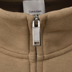 Image number 4 for Calvin Klein Quarter Zip Sweatshirt Brown