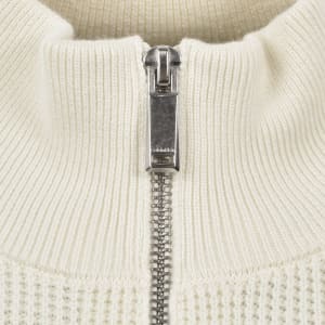 Image number 4 for Calvin Klein Jeans Quarter Zip Waffle Jumper Cream