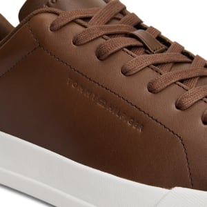 Image number 4 for Tommy Hilfiger Court Leather Trainers Brown
