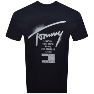 Image number 5 for Tommy Jeans Sign City T Shirt Navy