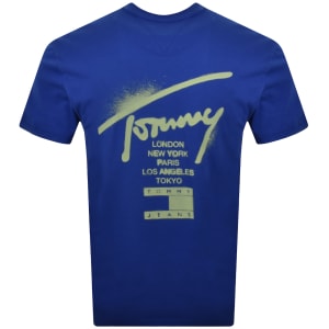 Image number 5 for Tommy Jeans Sign City T Shirt Blue