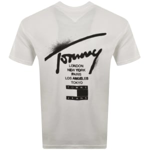Image number 5 for Tommy Jeans Sign City T Shirt Ecru