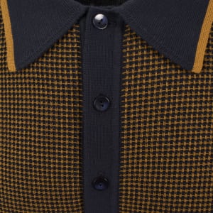 Image number 4 for Fred Perry Waffle Knit Polo T Shirt Navy