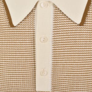 Image number 4 for Fred Perry Waffle Knit Polo T Shirt Ecru